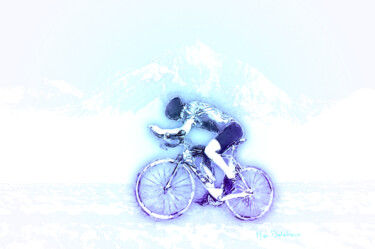Arts numériques intitulée "The Lone Biker" par Marjoline Delahaye, Œuvre d'art originale, Travail numérique 2D Monté sur Châ…