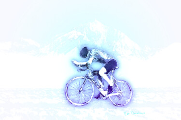 Digitale Kunst mit dem Titel "The Lone Biker" von Marjoline Delahaye, Original-Kunstwerk, 2D digitale Arbeit Auf Keilrahmen…