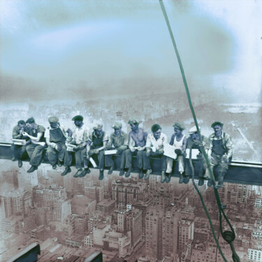 Digital Arts titled "Lunch Atop a Skyscr…" by Marjoline Delahaye, Original Artwork, Manipulated Photography