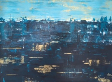 Peinture intitulée "Une ville au bord d…" par Joëlle Marjollet, Œuvre d'art originale, Acrylique