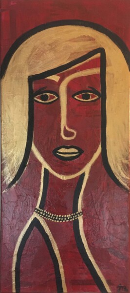 Painting titled "femme or" by Joëlle Marjollet, Original Artwork, Acrylic