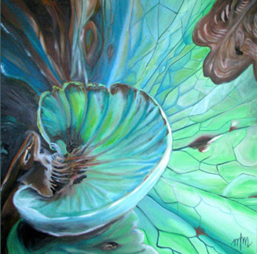 Pintura intitulada "Corne de vert" por Marjorie Muller, Obras de arte originais, Óleo