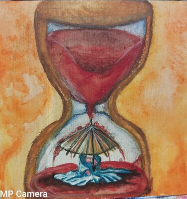 Dessin intitulée "L'attente" par Marjorie Nicolier (Michiko), Œuvre d'art originale, Aquarelle