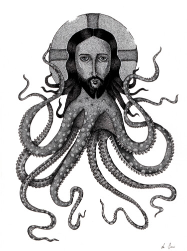 Dessin intitulée "Octopus" par Marjorie Sarcelle, Œuvre d'art originale, Encre