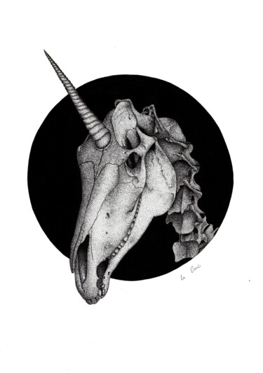 Tekening getiteld "Licorne is not dead" door Marjorie Sarcelle, Origineel Kunstwerk, Inkt