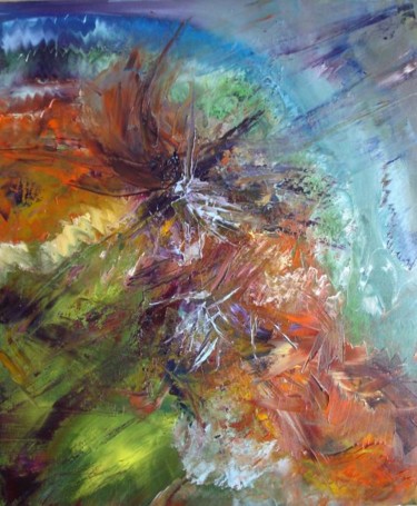 Peinture intitulée "crépuscule des Dieux" par Marjyne, Œuvre d'art originale, Huile