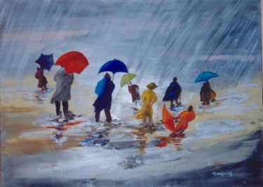 Peinture intitulée "Deluge" par Marjyne, Œuvre d'art originale, Huile