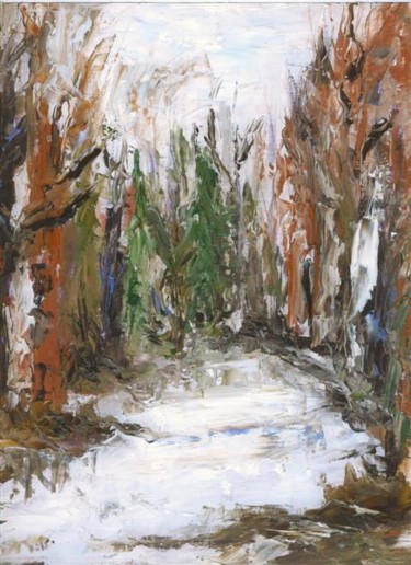 Peinture intitulée "hiver" par Marjyne, Œuvre d'art originale, Huile