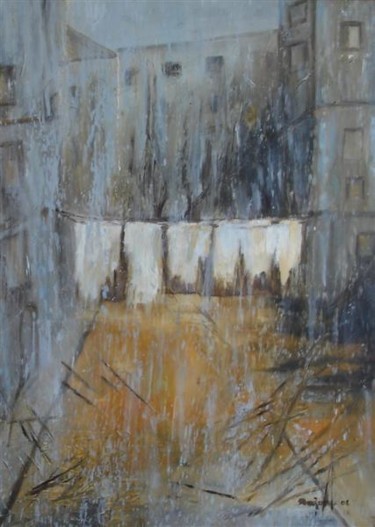 Peinture intitulée "fenêtre sur cour" par Marjyne, Œuvre d'art originale