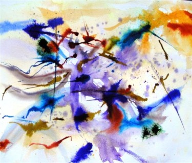 Peinture intitulée "abstraction" par Marjyne, Œuvre d'art originale, Aquarelle