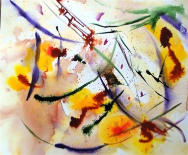 Peinture intitulée "abstraction" par Marjyne, Œuvre d'art originale, Aquarelle