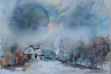 Peinture intitulée "orage sur la bastide" par Marjyne, Œuvre d'art originale