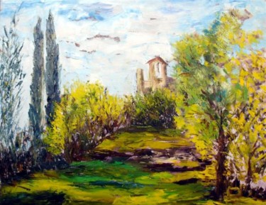 Peinture intitulée "Abbaye st Pierre de…" par Marjyne, Œuvre d'art originale, Huile