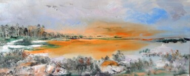 Peinture intitulée "paysage de ma region" par Marjyne, Œuvre d'art originale, Huile