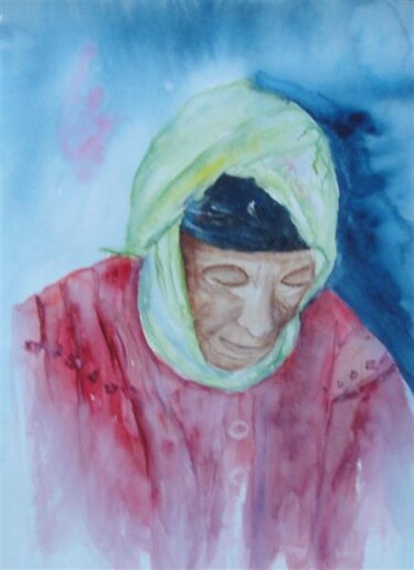Peinture intitulée "visage du Maroc" par Marjyne, Œuvre d'art originale