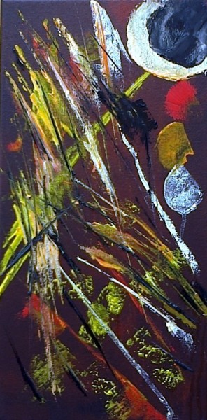 Peinture intitulée "orage-cosmique.jpg" par Marjyne, Œuvre d'art originale, Huile