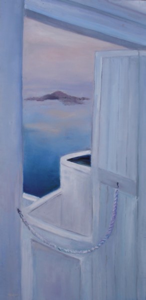 Peinture intitulée "santorin.jpg" par Marjyne, Œuvre d'art originale, Huile