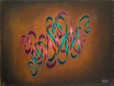 Schilderij getiteld "Entwining Ribbons,…" door Mark Lewis, Origineel Kunstwerk, Olie