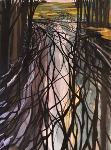 Картина под названием "Water meadows" - Mark Harris, Подлинное произведение искусства, Акрил Установлен на Деревянная рама д…