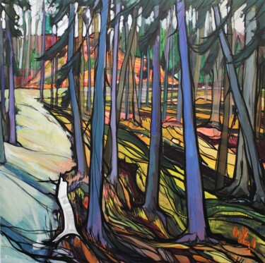 Peinture intitulée "Autumn Forest" par Mark Harris, Œuvre d'art originale, Acrylique Monté sur Châssis en bois