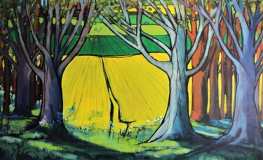 Painting titled "Oakers Wood" by Mark Harris, Original Artwork, Acrylic