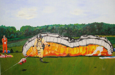 Painting titled ""Takeoff On The Win…" by Mark Herzog, Original Artwork, Oil Mounted on Wood Stretcher frame