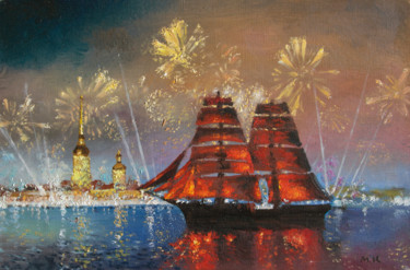 Pintura titulada "Scarlet Sails, salu…" por Mark Kremer, Obra de arte original, Oleo