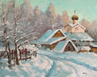 Painting titled "Christmas, frosty d…" by Mark Kremer, Original Artwork, Oil