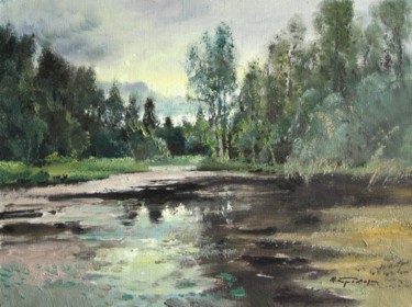 Painting titled "Wild lake" by Mark Kremer, Original Artwork, Oil