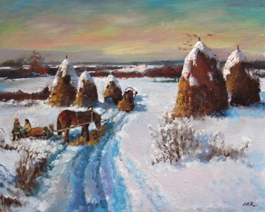 Painting titled "Winter, hey collect…" by Mark Kremer, Original Artwork, Oil