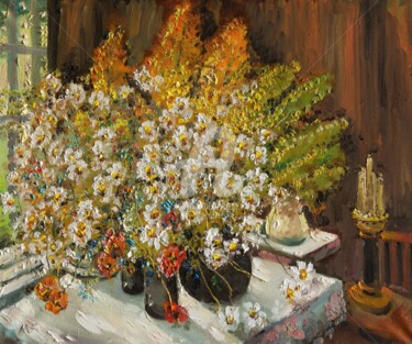 Картина под названием "Bouquet of wild flo…" - Mark Kremer, Подлинное произведение искусства, Масло