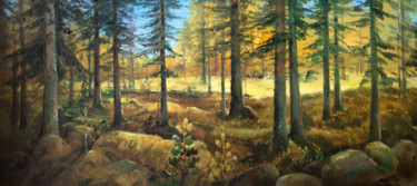 Painting titled "In the forest" by Mark Kremer, Original Artwork, Oil