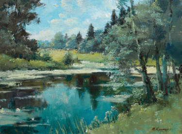 Painting titled "The Pond" by Mark Kremer, Original Artwork, Oil