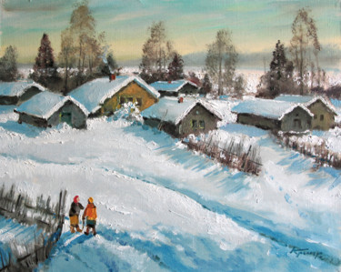 Painting titled "The bright winter" by Mark Kremer, Original Artwork, Oil