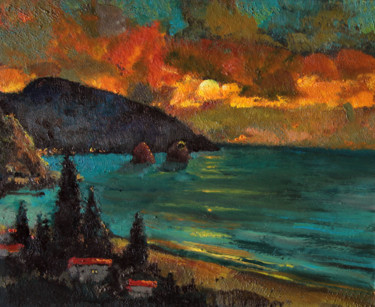 Schilderij getiteld "Evening by the Blac…" door Mark Kremer, Origineel Kunstwerk, Olie