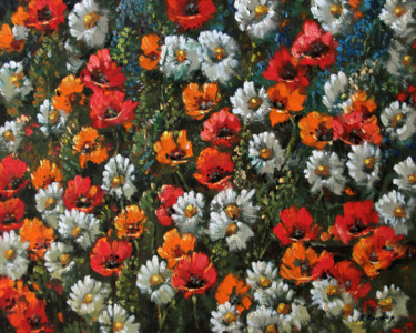 Schilderij getiteld "Flower Festival. Po…" door Mark Kremer, Origineel Kunstwerk, Olie