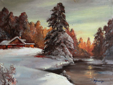 Painting titled "Warm winter night" by Mark Kremer, Original Artwork, Oil