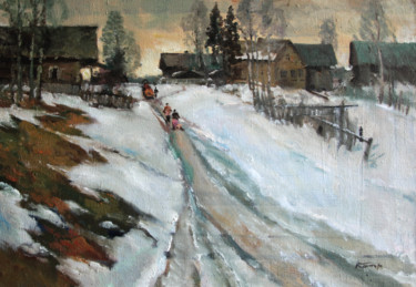 Malerei mit dem Titel "Spring. Village Vyra" von Mark Kremer, Original-Kunstwerk, Öl