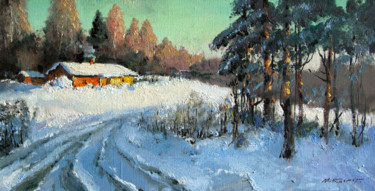 Картина под названием "Winter Sun. Road" - Mark Kremer, Подлинное произведение искусства, Масло