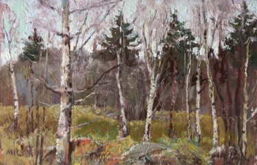 Painting titled "The forest. 1994" by Mark Kremer, Original Artwork, Oil