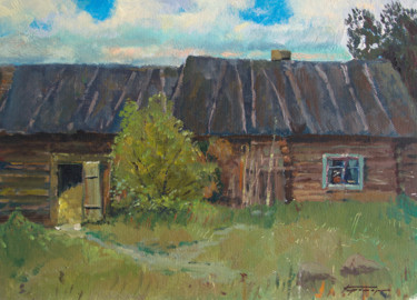Painting titled "Village time 1975" by Mark Kremer, Original Artwork, Oil