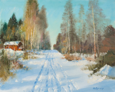 Painting titled "Winter way" by Mark Kremer, Original Artwork, Oil