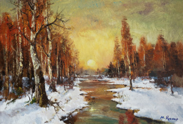 Painting titled "Early Spring. Stream" by Mark Kremer, Original Artwork, Oil