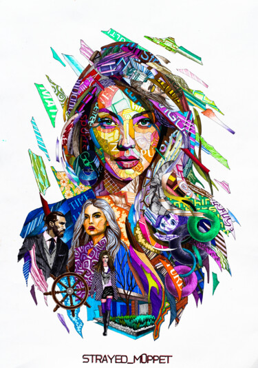 Dibujo titulada "Gigi Hadid" por Mark Kucherov, Obra de arte original, Conté