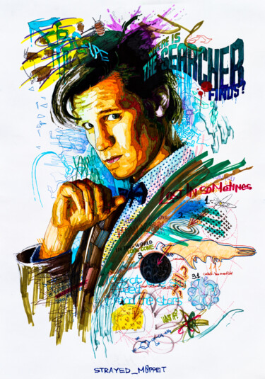 Drawing titled "Eleventh Doctor" by Mark Kucherov, Original Artwork, Conté