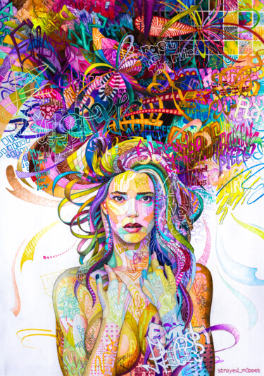 Рисунок под названием "Thought contagion" - Mark Kucherov, Подлинное произведение искусства, Цветные карандаши
