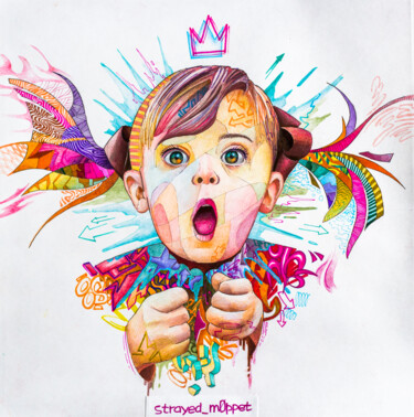 Рисунок под названием "Little queen" - Mark Kucherov, Подлинное произведение искусства, Цветные карандаши