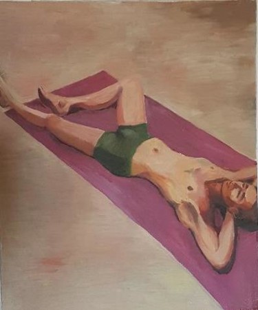 Painting titled "Homme à la plage en…" by Mark Luxton, Original Artwork, Acrylic