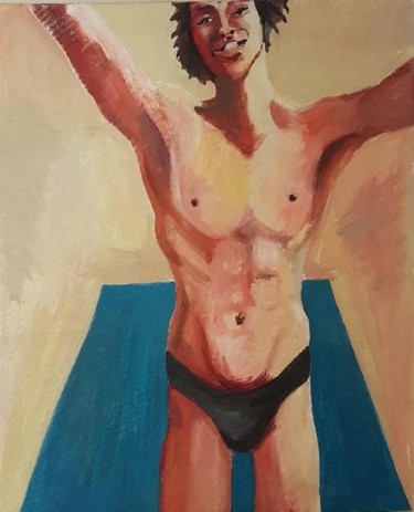 Painting titled "Homme debout à la p…" by Mark Luxton, Original Artwork, Acrylic