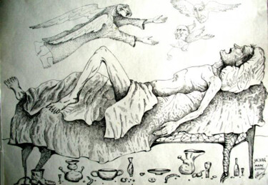 Рисунок под названием "Исход" - Марк Макаров, Подлинное произведение искусства, Чернила